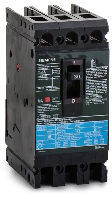 ED63B030 ED63B030 - Siemens - Moded Case Circuit Breaker Bolt On - 30 Amp - 3 Pole - 600 Volt - Image 1
