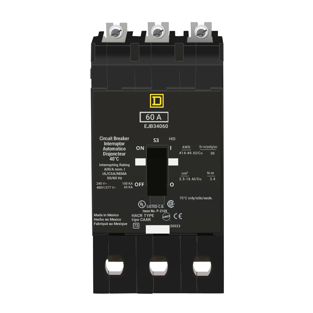 EJB34060-All-New-1.jpg EJB34060 - Square D - Molded Case Circuit Breaker Bolt-On - 60 Amp - 3 Pole - 480 Volt - Image 1
