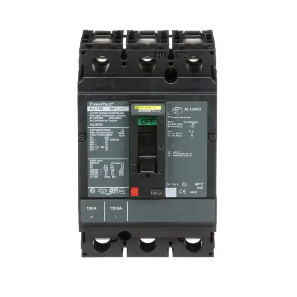 HJL36100 - Square D - Molded Case Circuit Breaker Feed-Thru - 100 Amp - 3 Pole - 600 Volt