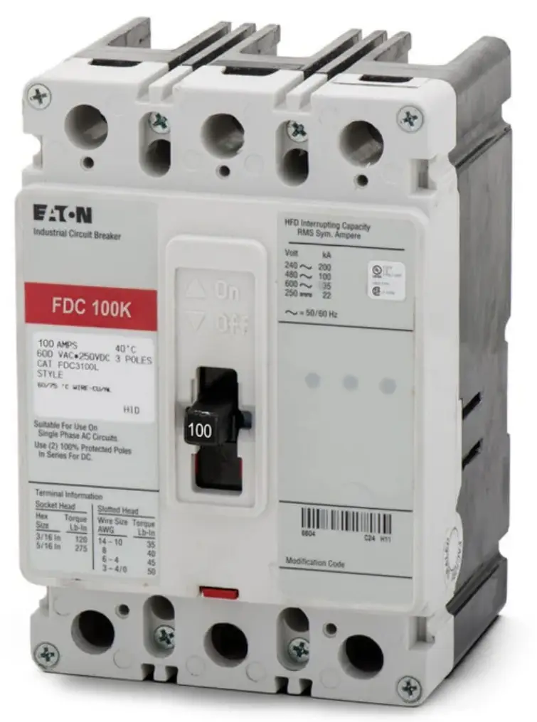IMG_4929 FDC3100 - Eaton - Molded Case Circuit Breaker Feed Thru - 100 Amp - 3 Pole - 600 Volt - Image 1