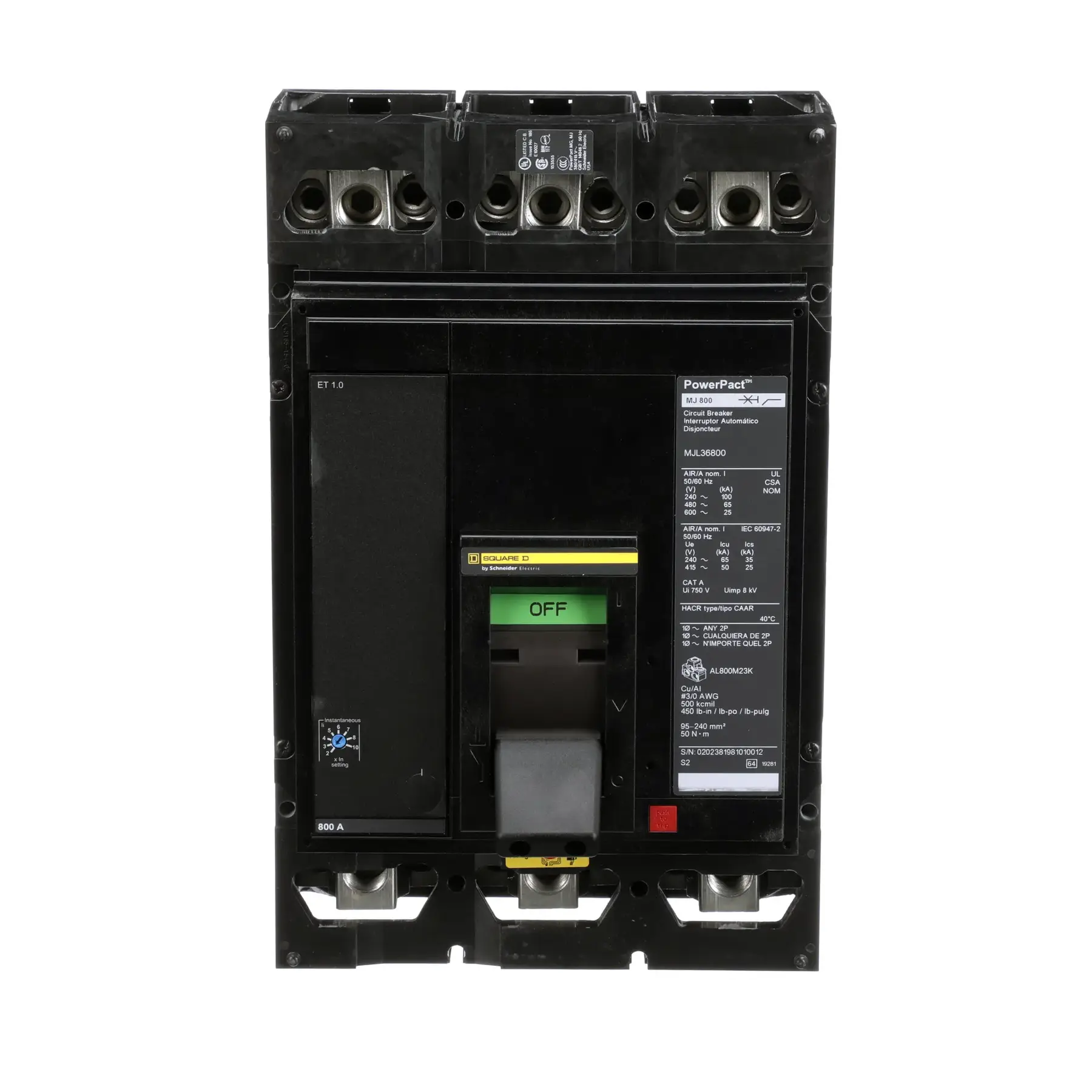 MJL36800-1_74844757-957b-405d-bd28-88b474805d2d MJL36800 - Square D - Molded Case Circuit Breaker Feed-Thru - 800 Amp - 3 Pole - 600 Volt - Image 1