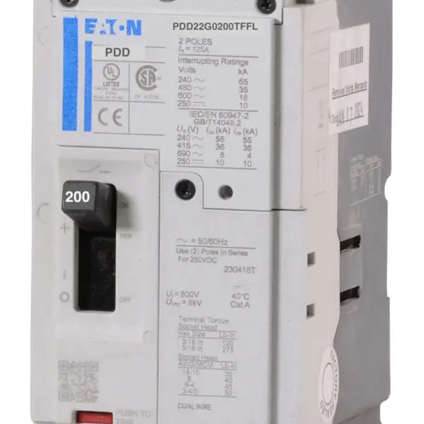 PDD22G0200TFFL Frame 2, Two Pole, 200A, 65kA/240V