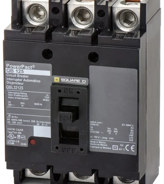 QBL32125 - Square D - Molded Case Circuit Breaker Feed_thru - 125 Amp - 3 Pole - 240 Volt