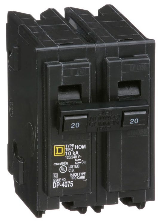 SchneiderElectric-SquareD_HOM220 HOM220 - Square D Homeline - Circuit Breaker Plug-In - 20 Amp - 2 Pole - 240 Volt - Image 1