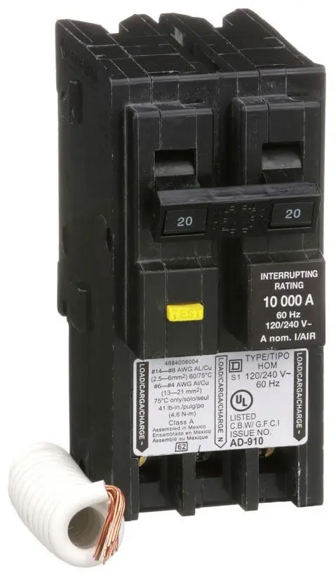 SchneiderElectric-SquareD_HOM220GFI HOM220GFI - Square D Homeline - GFCI Circuit Breaker Plug-In - 20 Amp - 2 Pole - 240 Volt - Image 1