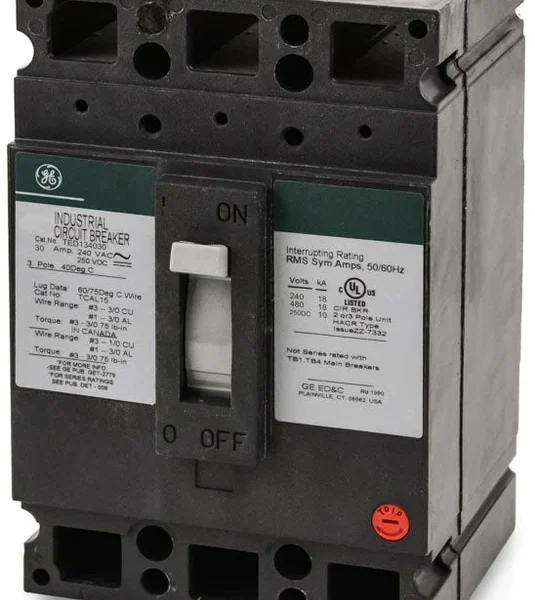 TED134030 - GE - Molded Case Circuit Breaker Feed-Thru - 30 Amp - 3 Pole - 480 Volt