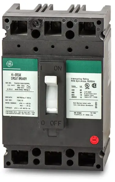 THED136100WL - GE - Molded Case Circuit Breaker Feed-Thru - 100 Amp - 3 Pole - 600 Volt