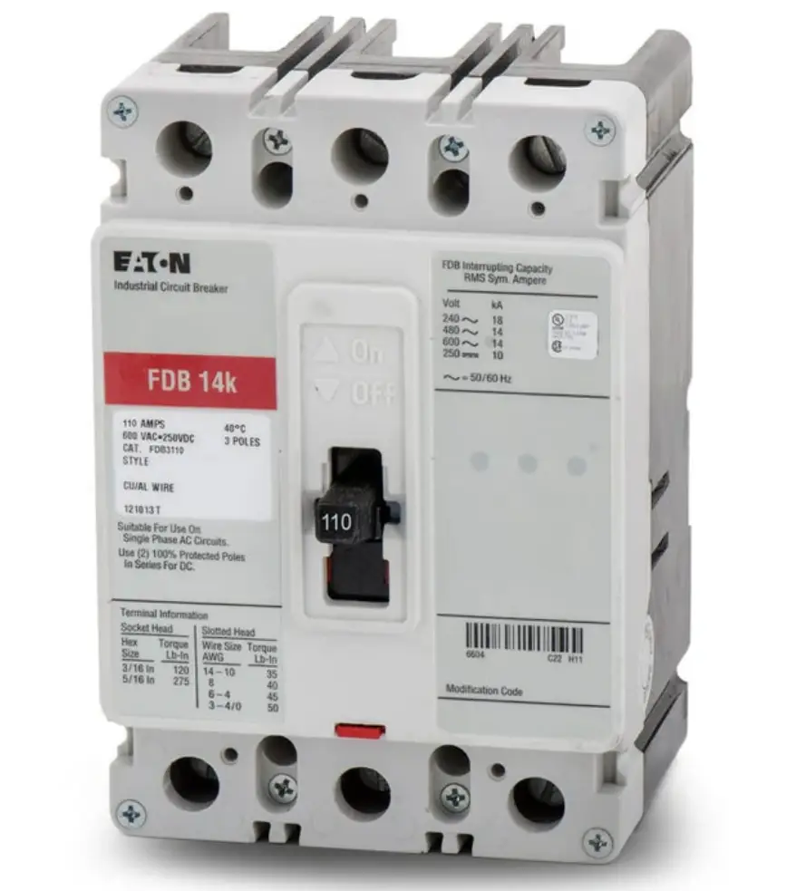 image0-17 FDB3110L - Eaton - Molded Case Circuit Breaker Bolt-On - 110 Amp - 3 Pole - 600 Volt - Image 1